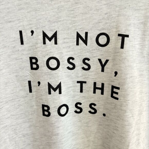 Milly 'I'M NOT BOSSY I'M THE BOSS'  Gray Short Sleeve Round Neck Slub T-shirt - Picture 6 of 11